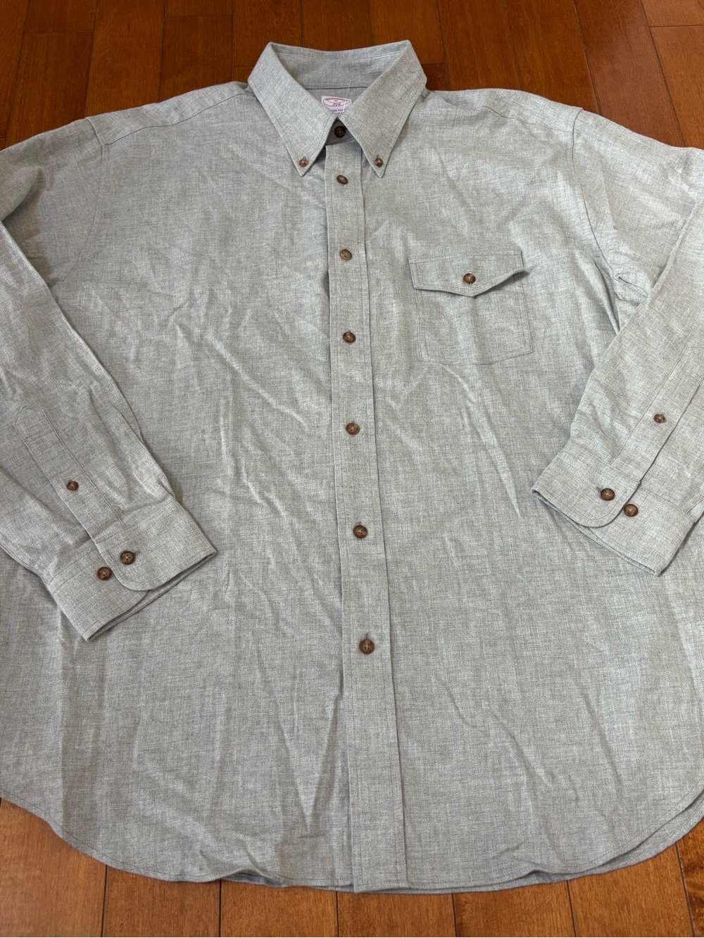 Brooks Brothers 346 Men's XL Button-Down Original Polo Shirt Light Gray Cotton